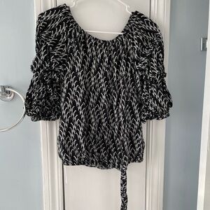 Coco Bianco Elegant Black and White Off the Shoulder Top